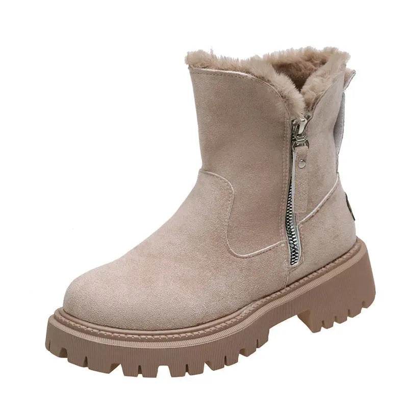 Thick Plush Snow Boots Women Faux Suede Non-slip Winter Shoes - www.Shopthatapp.com