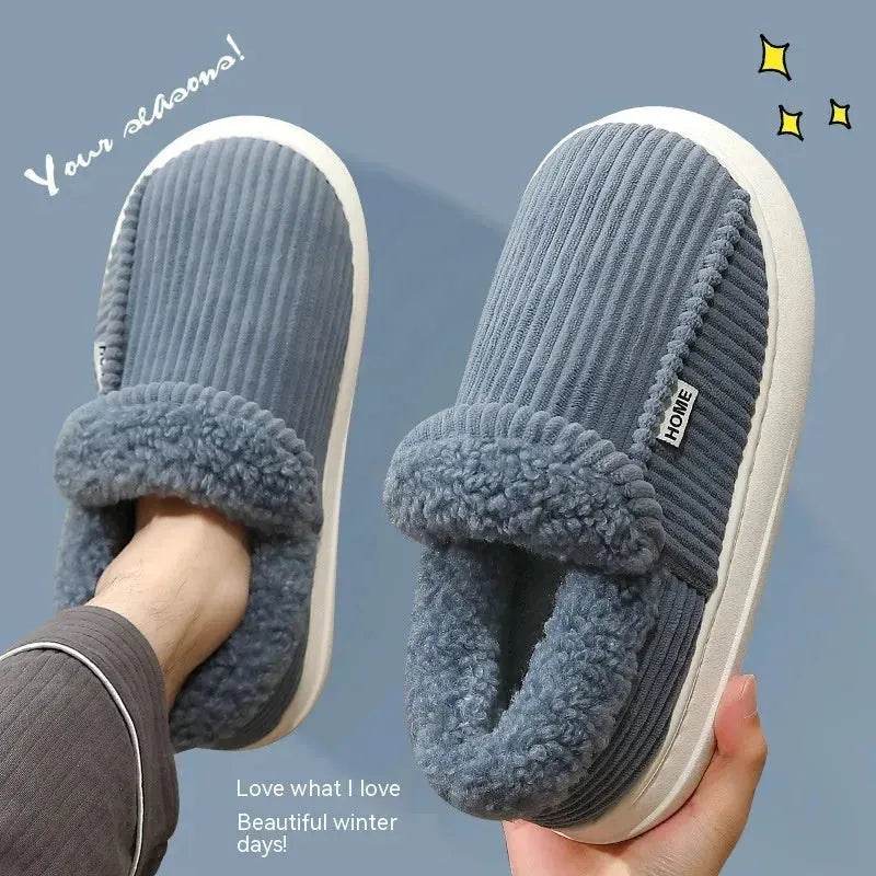 Ankle Wrap Cotton Slippers Winter Women's Plus Size Thickened Fleece-lined Warm Slugged Bottom - www.Shopthatapp.com