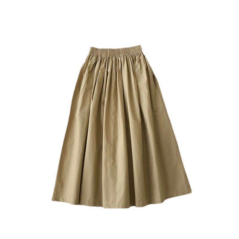 Solid Color Women Workwear Pleated Midi Skirt - www.Shopthatapp.com