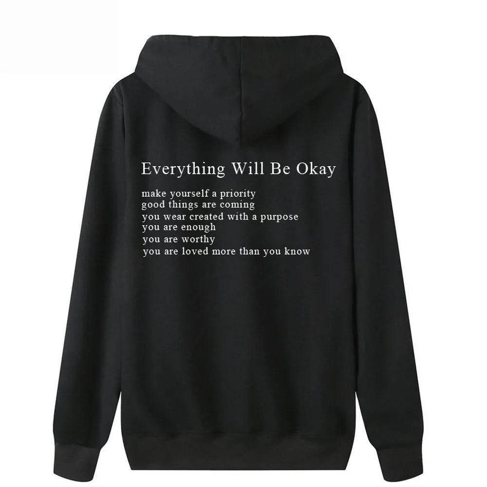 Everything Will Be Okay Loose Casual Men's And Women's Korean Version Loose Round Neck Top - www.Shopthatapp.com