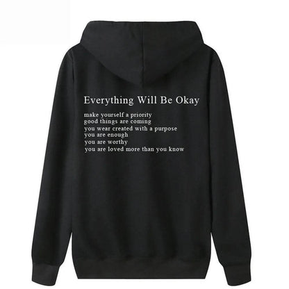 Everything Will Be Okay Loose Casual Men's And Women's Korean Version Loose Round Neck Top - www.Shopthatapp.com