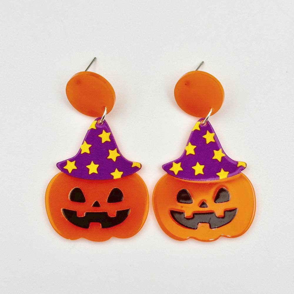 Halloween Day Ornament Colorful Ghost Eyes Funny Acrylic Earrings For Women - www.Shopthatapp.com