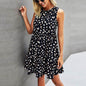 Women Summer Dot Print Sleeveless Loose Swing T-Shirt Dress With Pocket Casual Tank Mini Dresses Sundress - www.Shopthatapp.com