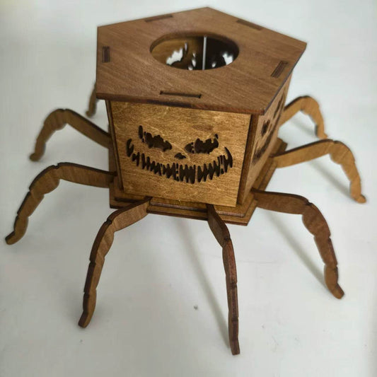 Cross-border New Ghost Halloween Spider Mini Lantern Candlestick Decorations Interesting Ornaments Wooden Craftwork - www.Shopthatapp.com