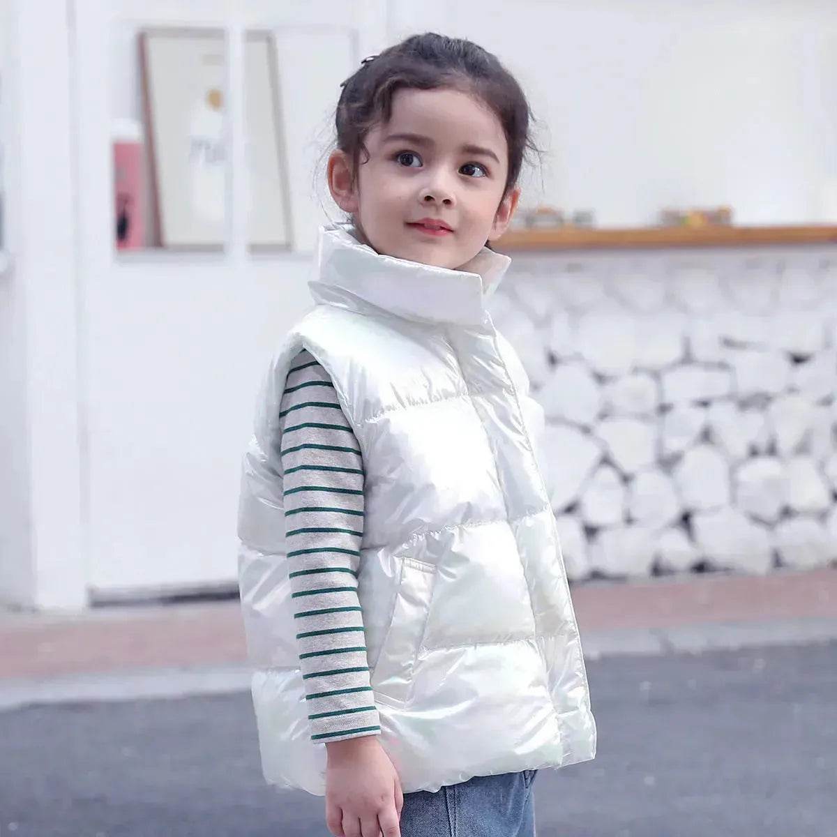Down Cotton Vest Autumn And Winter Waistcoat Winter Clothing Children Sleeveless Puffer jacket - www.Shopthatapp.com