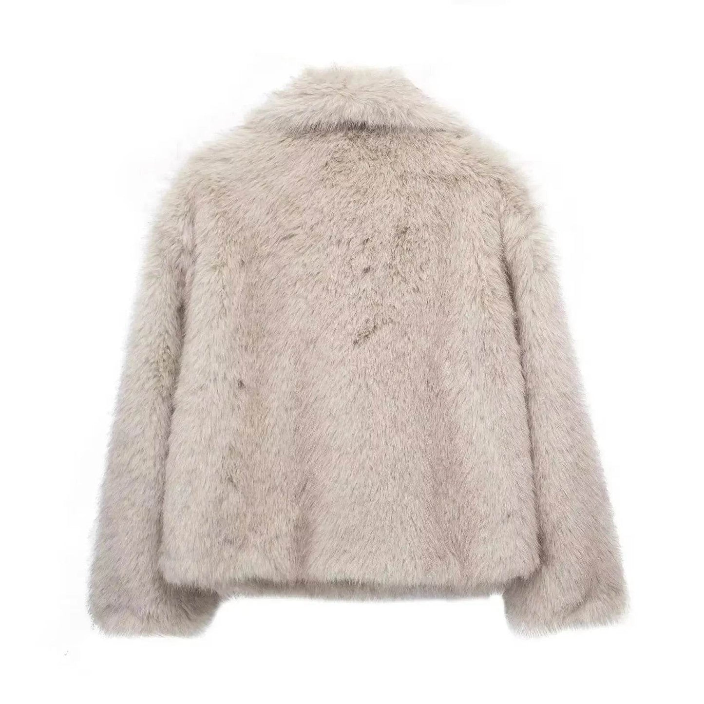 Winter Plush Open front Coat Thick lapel Outwear Faux Fur Coat women - www.Shopthatapp.com