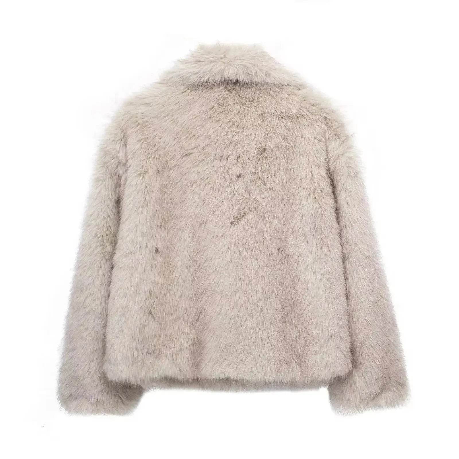Winter Plush Open front Coat Thick lapel Outwear Faux Fur Coat women - www.Shopthatapp.com