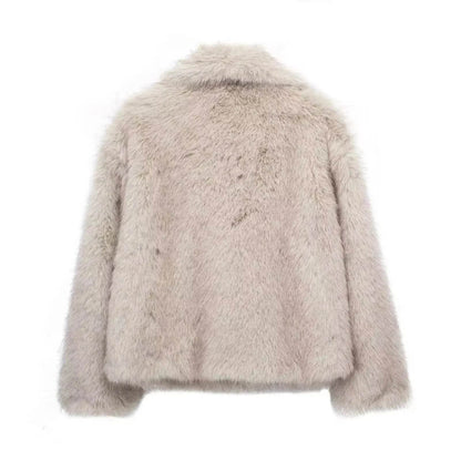 Winter Plush Open front Coat Thick lapel Outwear Faux Fur Coat women - www.Shopthatapp.com