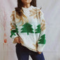 Women's Fashion Christmas Tree Jacquard Round Neck Long Sleeve Pullover Sweater top - www.Shopthatapp.com
