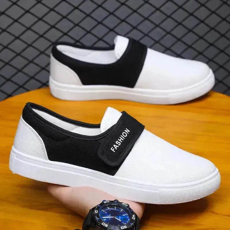 Canvas Flat Shoes Men Velcro Fashion Casual Unisex Sneakers - www.Shopthatapp.com
