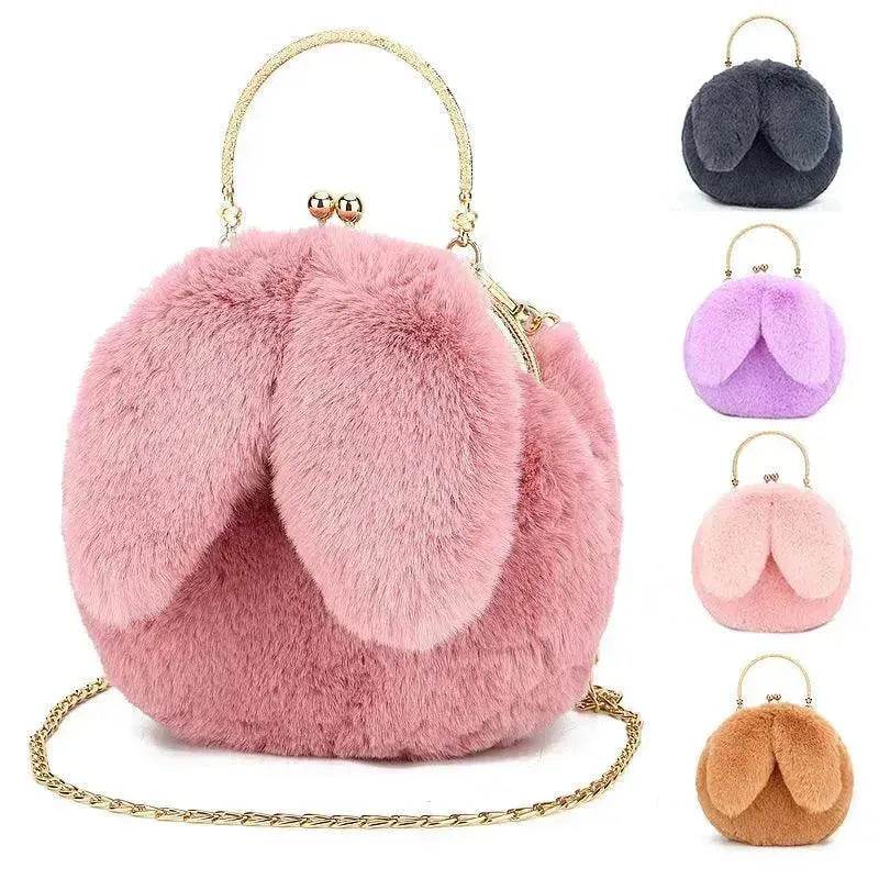Baby Girl Fashion chain ear plush handbag - www.Shopthatapp.com