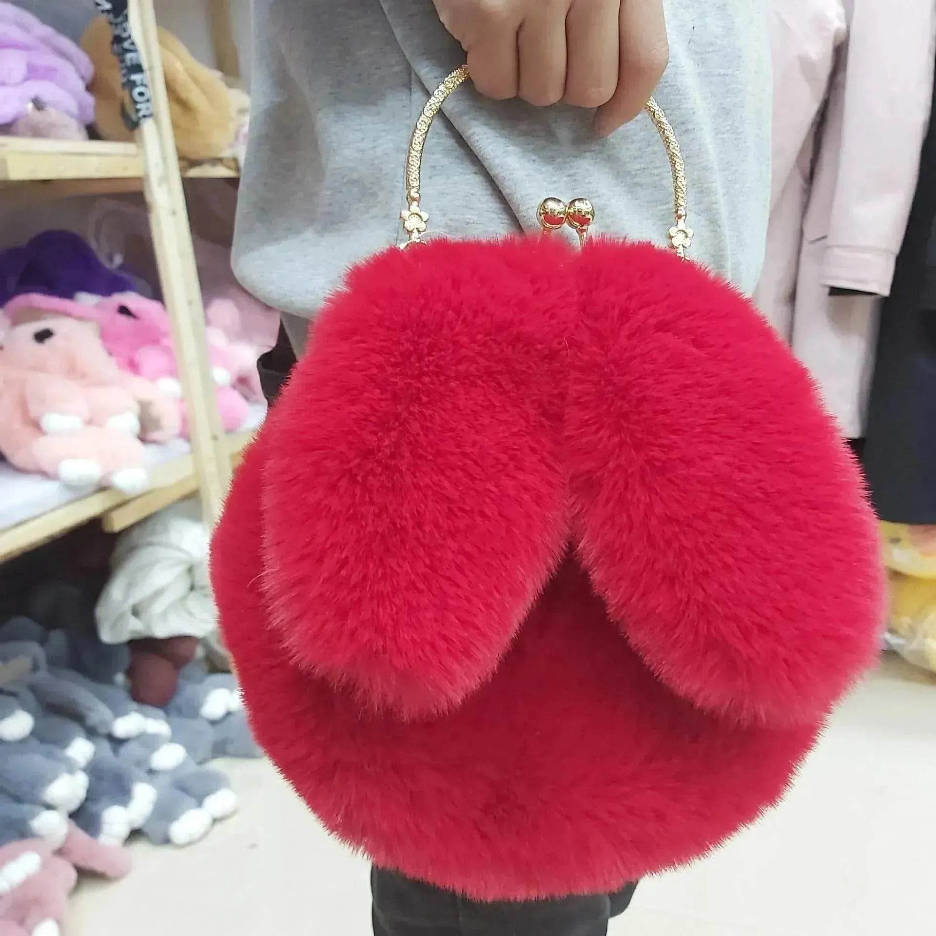 Baby Girl Fashion chain ear plush handbag - www.Shopthatapp.com