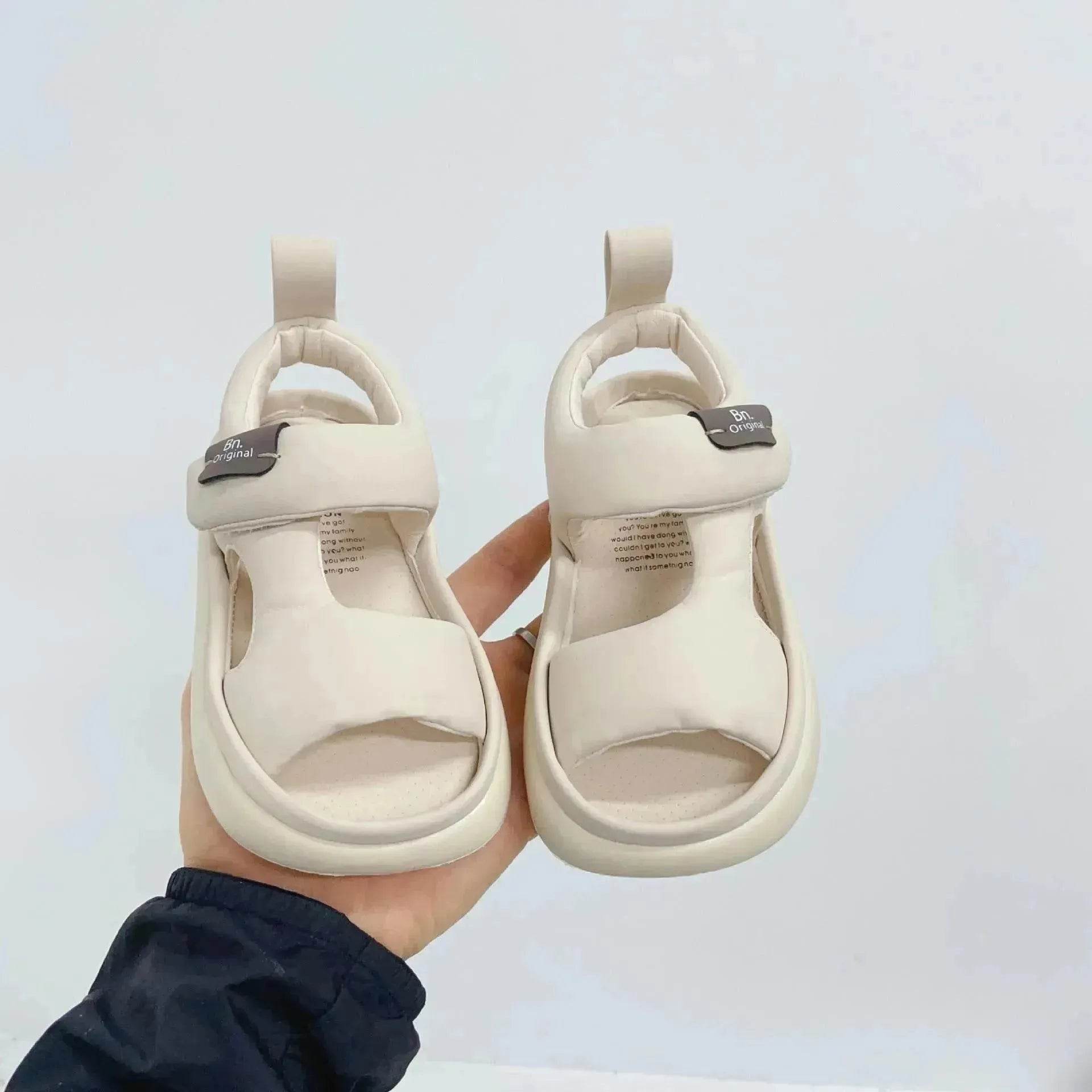 Baby Leisure Simple Pure Color Puff Beach Shoes - www.Shopthatapp.com