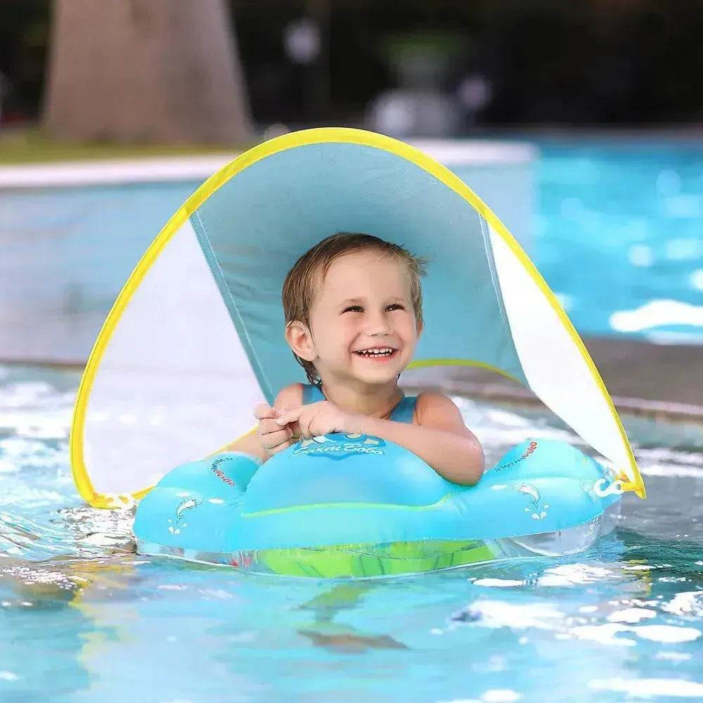 Baby Swimming Float With Canopy Inflatable Infant Floating Ring Kids Swim Pool Accessories Circle Bathing Summer Toys - www.Shopthatapp.com
