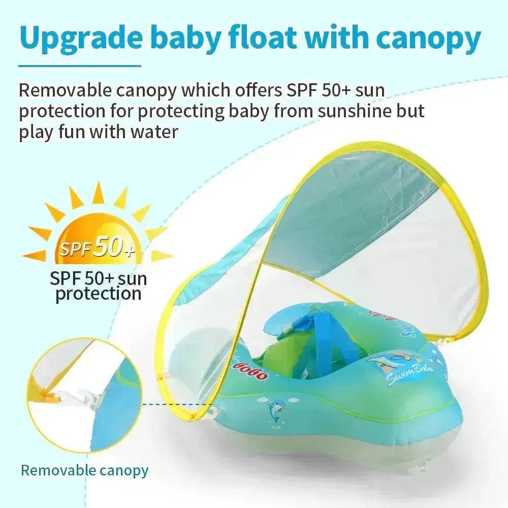 Baby Swimming Float With Canopy Inflatable Infant Floating Ring Kids Swim Pool Accessories Circle Bathing Summer Toys - www.Shopthatapp.com