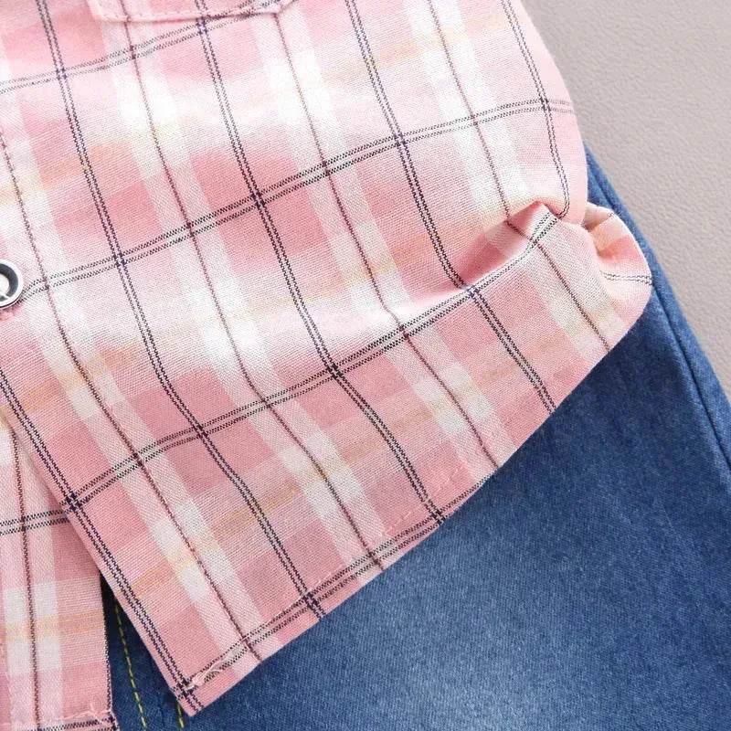 Children's Striped Shirt Denim Shorts Two-piece Set - www.Shopthatapp.com