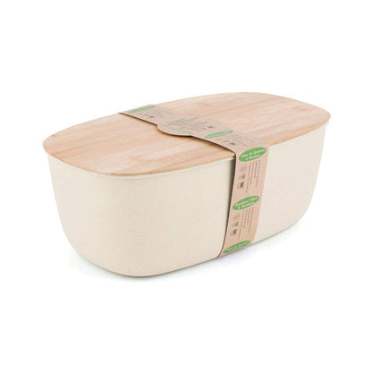 Peterson Housewares bamboo bread bin with a natural bamboo lid for storing bread and baked goods