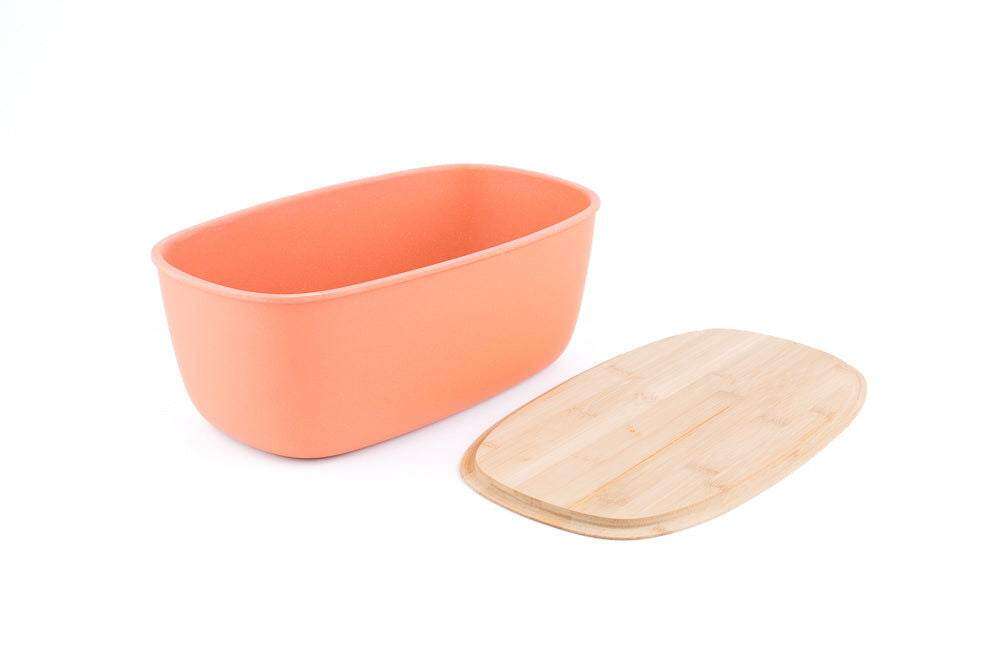 Peterson Housewares bamboo bread bin peach with a wooden lid for stylish kitchen storage