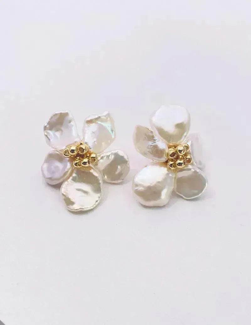 Baroque Pearl Earrings Female European And American Temperament Personality Flower Stud Earrings - www.Shopthatapp.com