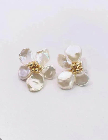 Baroque Pearl Earrings Female European And American Temperament Personality Flower Stud Earrings - www.Shopthatapp.com