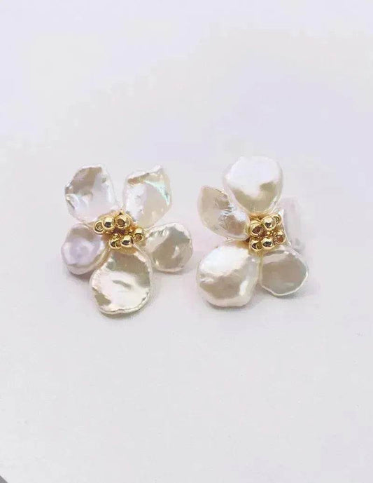 Baroque Pearl Earrings Female European And American Temperament Personality Flower Stud Earrings - www.Shopthatapp.com