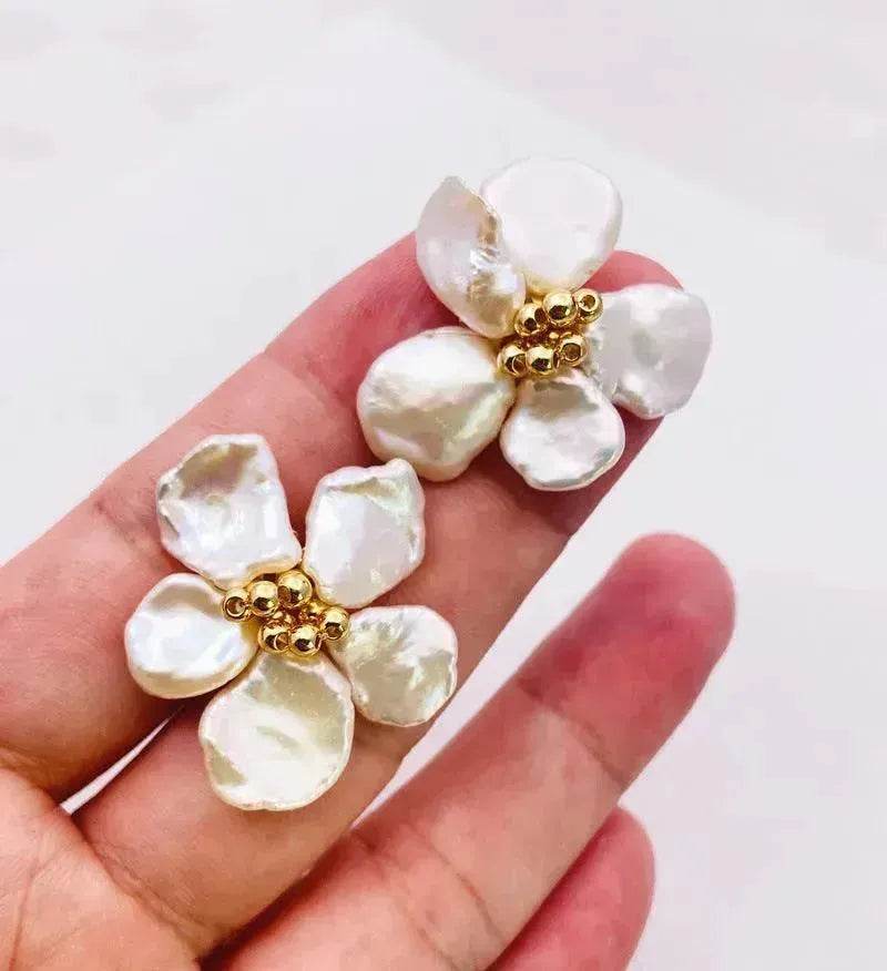 Baroque Pearl Earrings Female European And American Temperament Personality Flower Stud Earrings - www.Shopthatapp.com