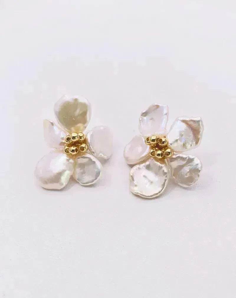 Baroque Pearl Earrings Female European And American Temperament Personality Flower Stud Earrings - www.Shopthatapp.com