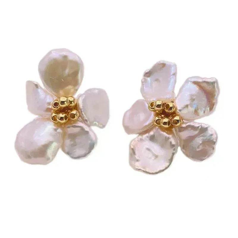 Baroque Pearl Earrings Female European And American Temperament Personality Flower Stud Earrings - www.Shopthatapp.com