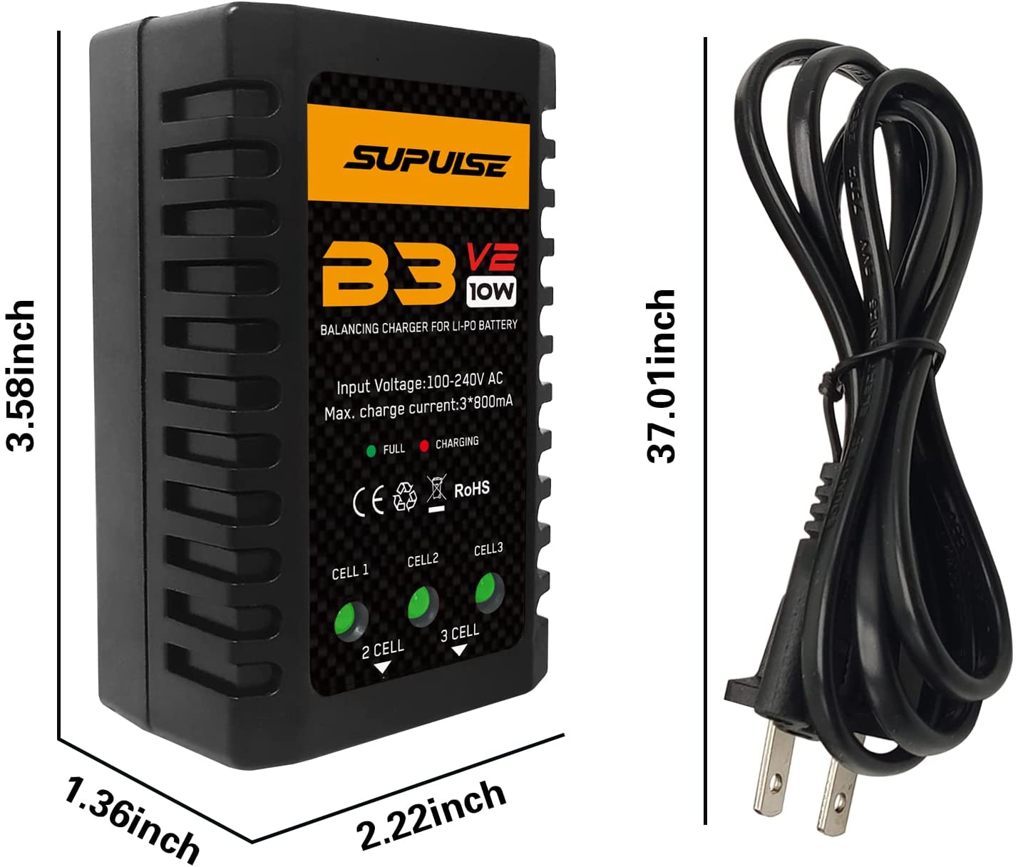 SUPULSE B3 V2 LiPo Battery Balance Charger 2S 3S 7.4V 11.1V for RC Models - www.Shopthatapp.com