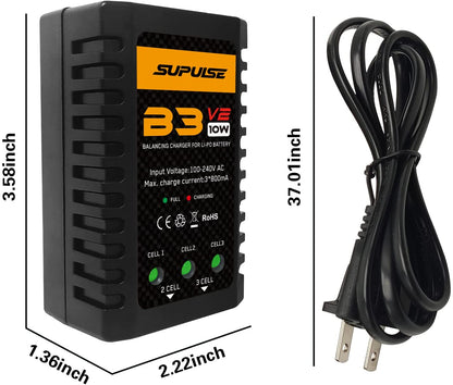 SUPULSE B3 V2 LiPo Battery Balance Charger 2S 3S 7.4V 11.1V for RC Models - www.Shopthatapp.com