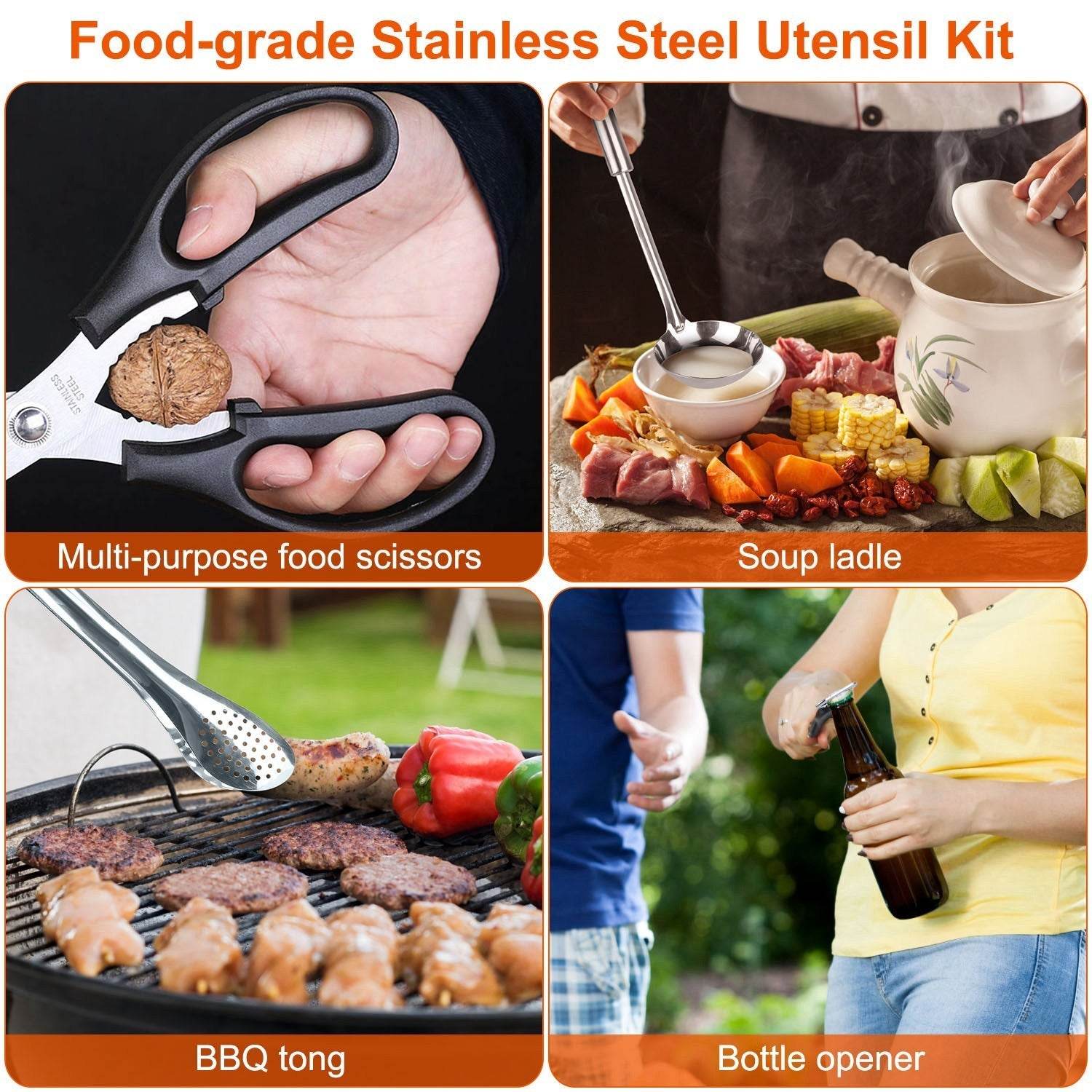 Camping Cooking Utensil Kit 19Pcs Portable Picnic Cookware Outdoor Kitchen Equipment Gear Campfire Barbecue Appliances With Storage Bag - www.Shopthatapp.com