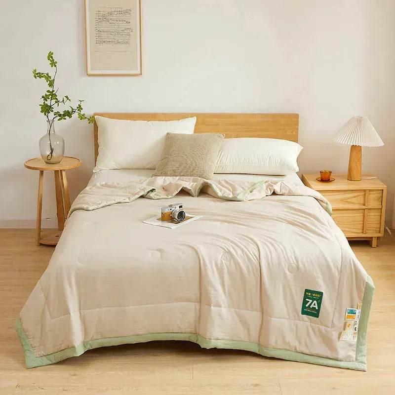 Washable Raw Cotton Summer Cooling Quilt Sage duvet cover - www.Shopthatapp.com