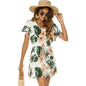 Dolman Sleeves Dress Summer Printed Drawstring V-Neck Beach Dresses For Women - www.Shopthatapp.com