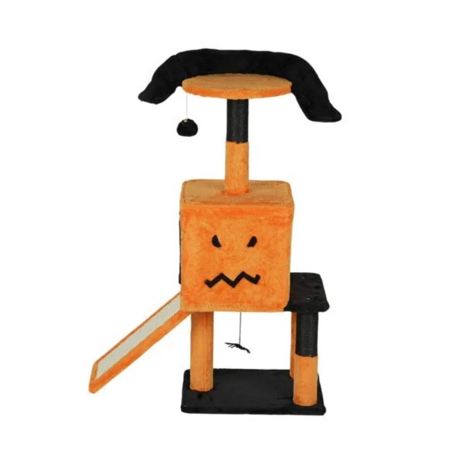 39.4 Halloween Cat Tree, Cat Tower Cat Tree For Indoor Cats With Spacious Cat Condo, Sisal Scratching Posts, Hanging Toys, Orange  Black - www.Shopthatapp.com