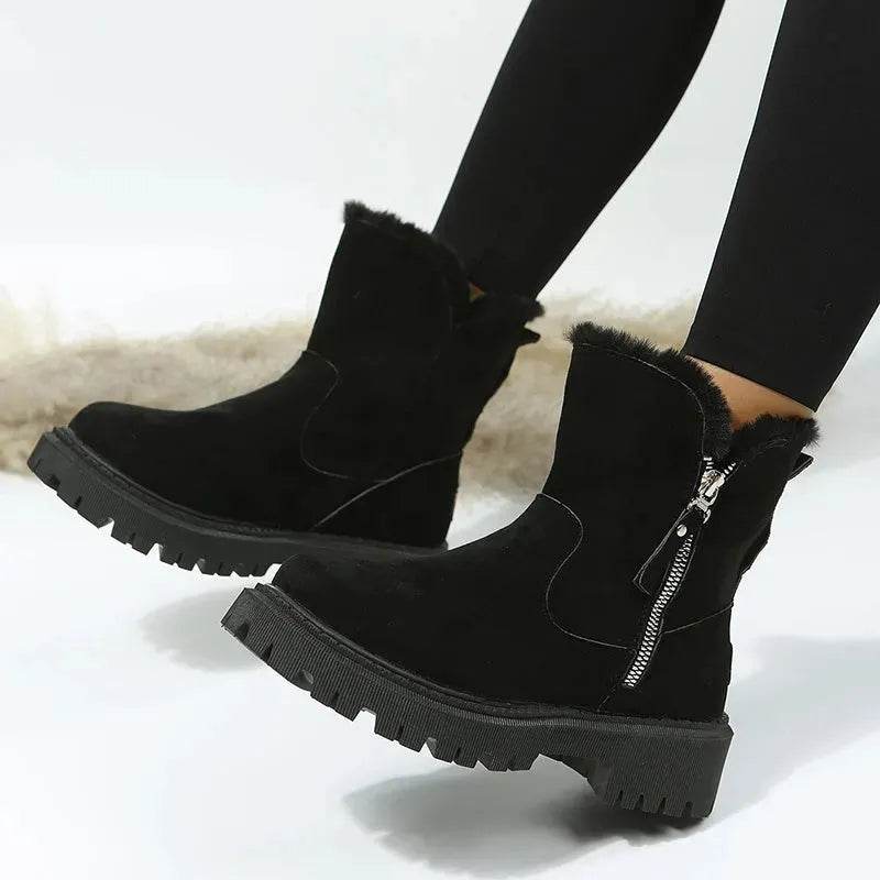 Thick Plush Snow Boots Women Faux Suede Non-slip Winter Shoes - www.Shopthatapp.com