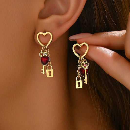 Simple Love Female Diamond Lock-shaped Special-interest Earrings - www.Shopthatapp.com