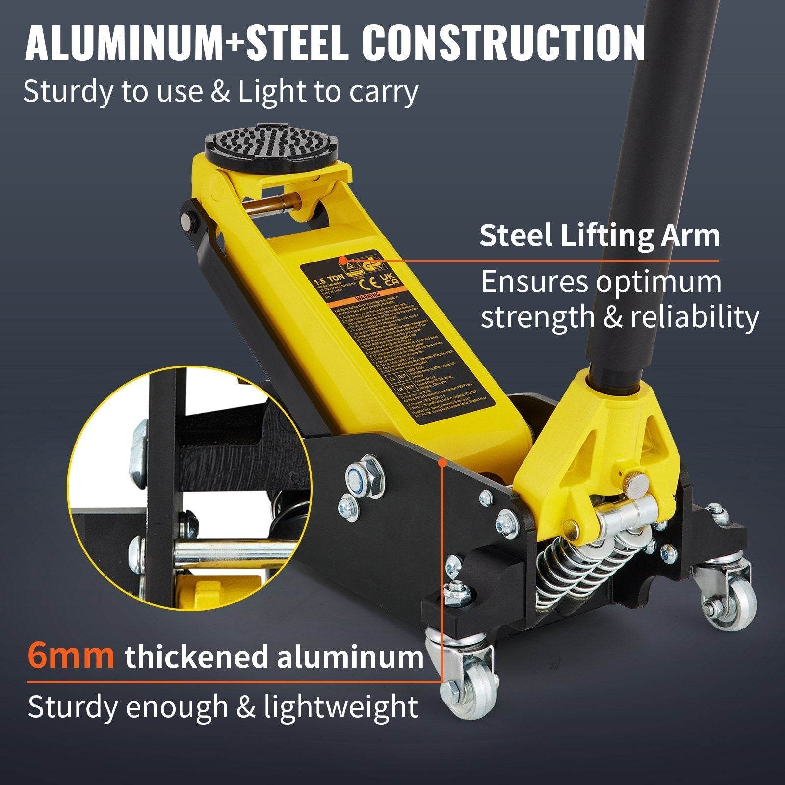 1.5 Ton Low Profile Aluminum Steel Racing Floor Jack Dual  Lift Car - www.Shopthatapp.com