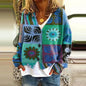 New Christmas Abstract Flowers Printing Sweater Fashion Casual Short Cardigan Coat Womens Clothing - www.Shopthatapp.com