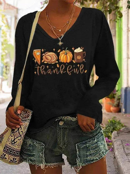 Women's V-neck Long Sleeved T-shirt - www.Shopthatapp.com