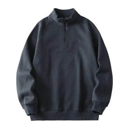 Autumn Winter half zip Stand-collar Fleece Sweatshirt Pullover tops for men - www.Shopthatapp.com