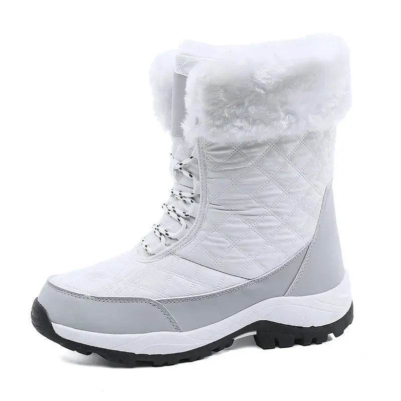 Winter Waterproof Snow Boots Women's Mid-calf Front Zipper - www.Shopthatapp.com