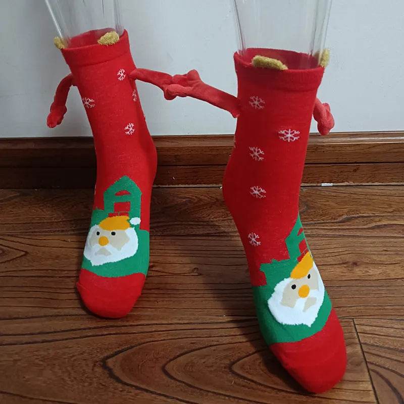 Christmas Stockings Autumn Winter Cotton Magnet Lodestone Hand Tube Socks - www.Shopthatapp.com