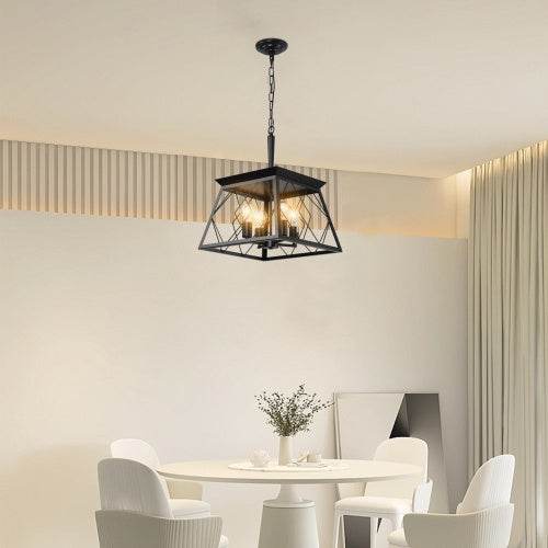 4 Lights Farmhouse Chandelier For Dining Room Black - www.Shopthatapp.com