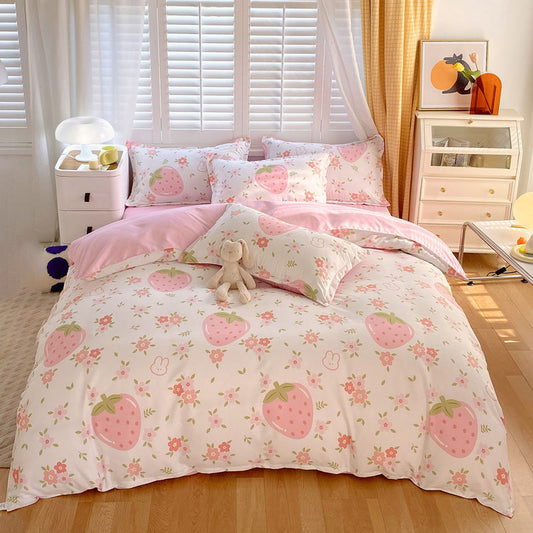 Duvet Cover Set Strawberry Print Bedding For Home Bedroom Decor Microfiber Quilt Cover Gifts Twin Full Queen King Size