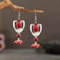 Valentine's Day Rose Wine Glass Acrylic Earrings - www.Shopthatapp.com