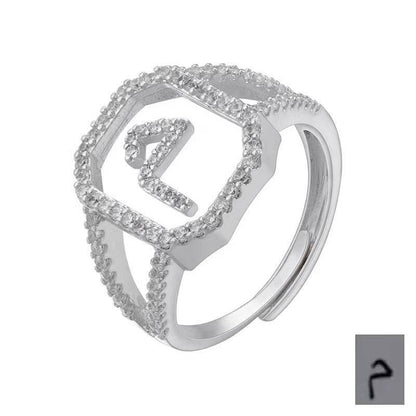 Fashion Micro Inlaid Zircon Arab Letters Ring for women
