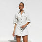 Women's Short Sleeve Pocket Waist Shirt Denim Dress - www.Shopthatapp.com