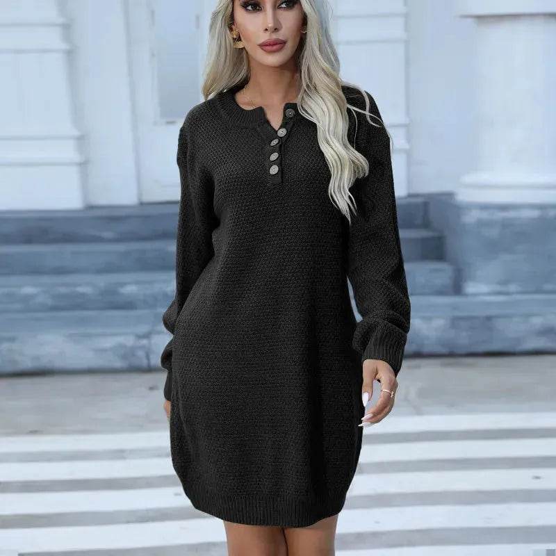 Autumn Winter Knitted Pullover Mini Sweater Dress - www.Shopthatapp.com