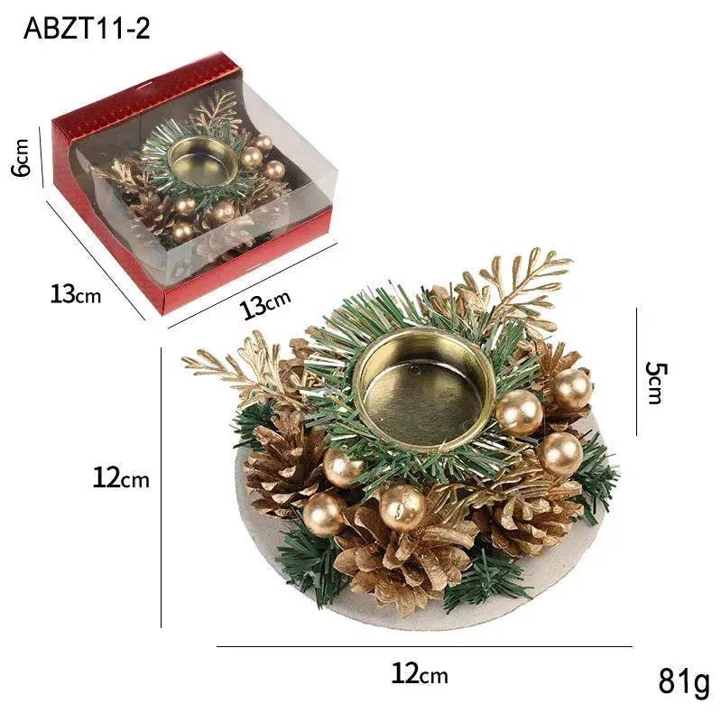 Christmas candle wreath Xmas New Year candle holders decors - www.Shopthatapp.com