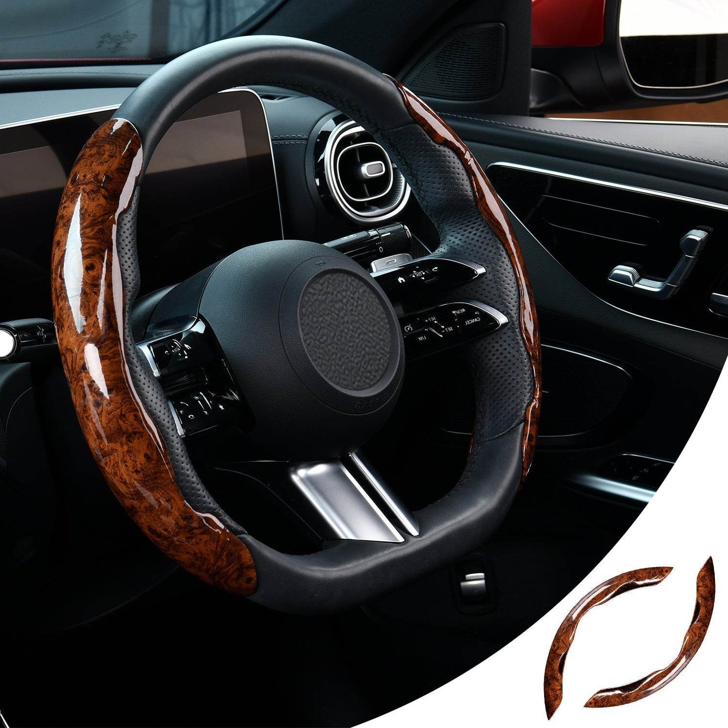 Mahogany Gray Buckle Steering Wheel - www.Shopthatapp.com